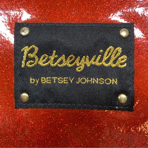 BETSEYVILLE by Betsey Johnson Red Glitter Handbag/Toiletry Bag - Picture 7 of 7